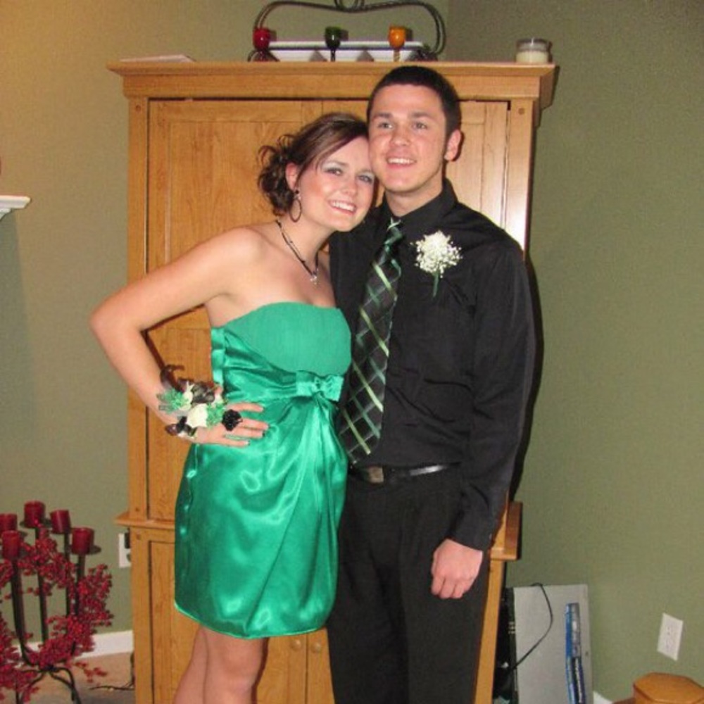 De Laru green polyester size 10 cocktail dress!